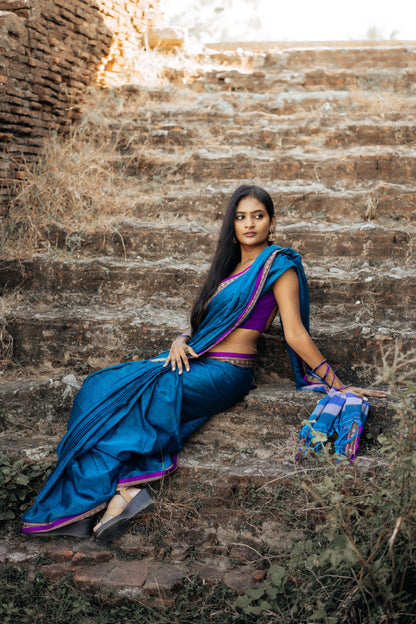 Shraddha Royal Blue Narayanpet Pure Cotton Saree