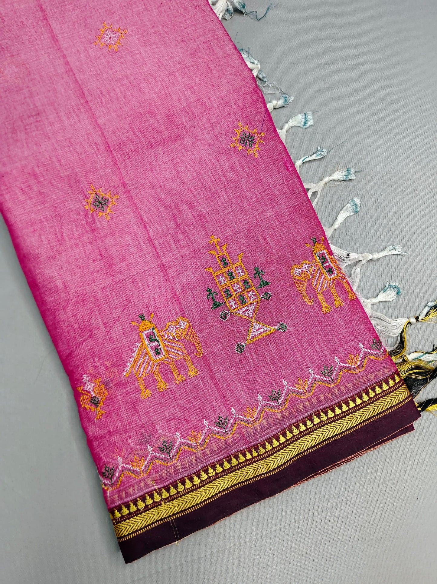 Sky Blue Kasuti Embroidered Narayanapet Pure Cotton saree