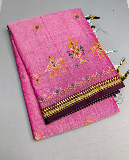 Sky Blue Kasuti Embroidered Narayanapet Pure Cotton saree