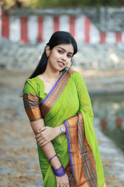 Sudharshini Green Narayanpet Pure Cotton Saree