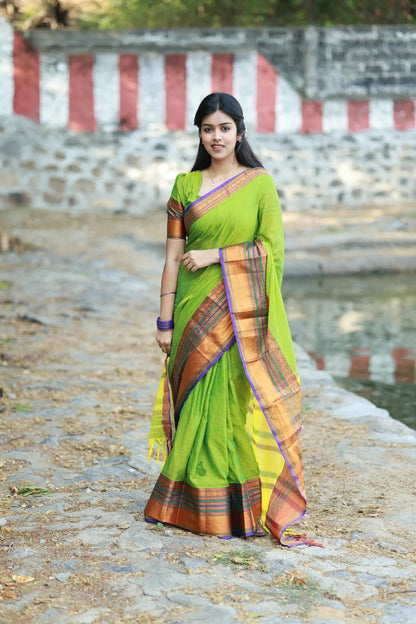 Sudharshini Green Narayanpet Pure Cotton Saree