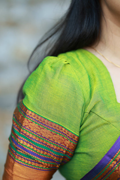 Sudharshini Green Narayanpet Pure Cotton Saree