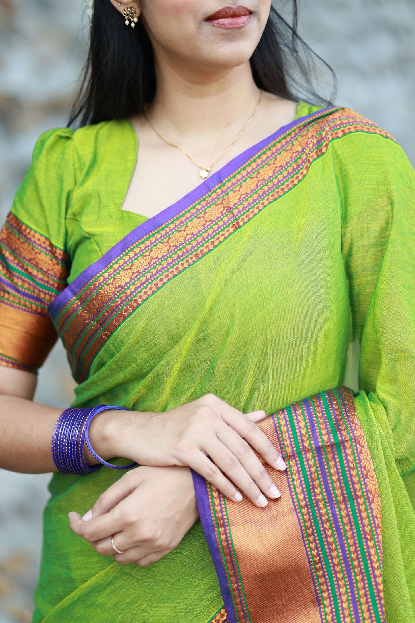 Sudharshini Green Narayanpet Pure Cotton Saree