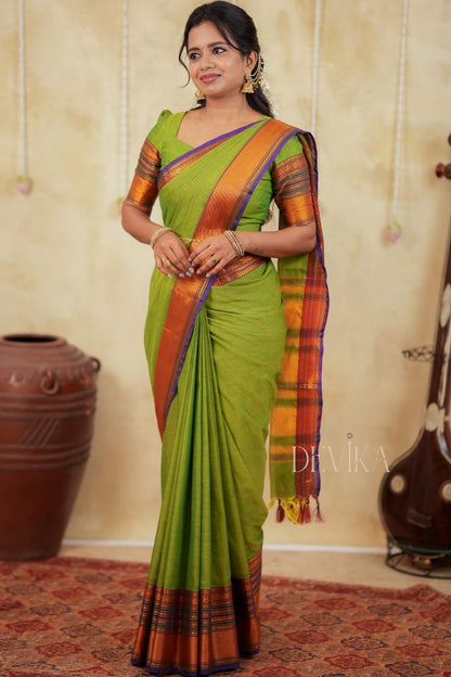 Sudharshini Green Narayanpet Pure cotton saree