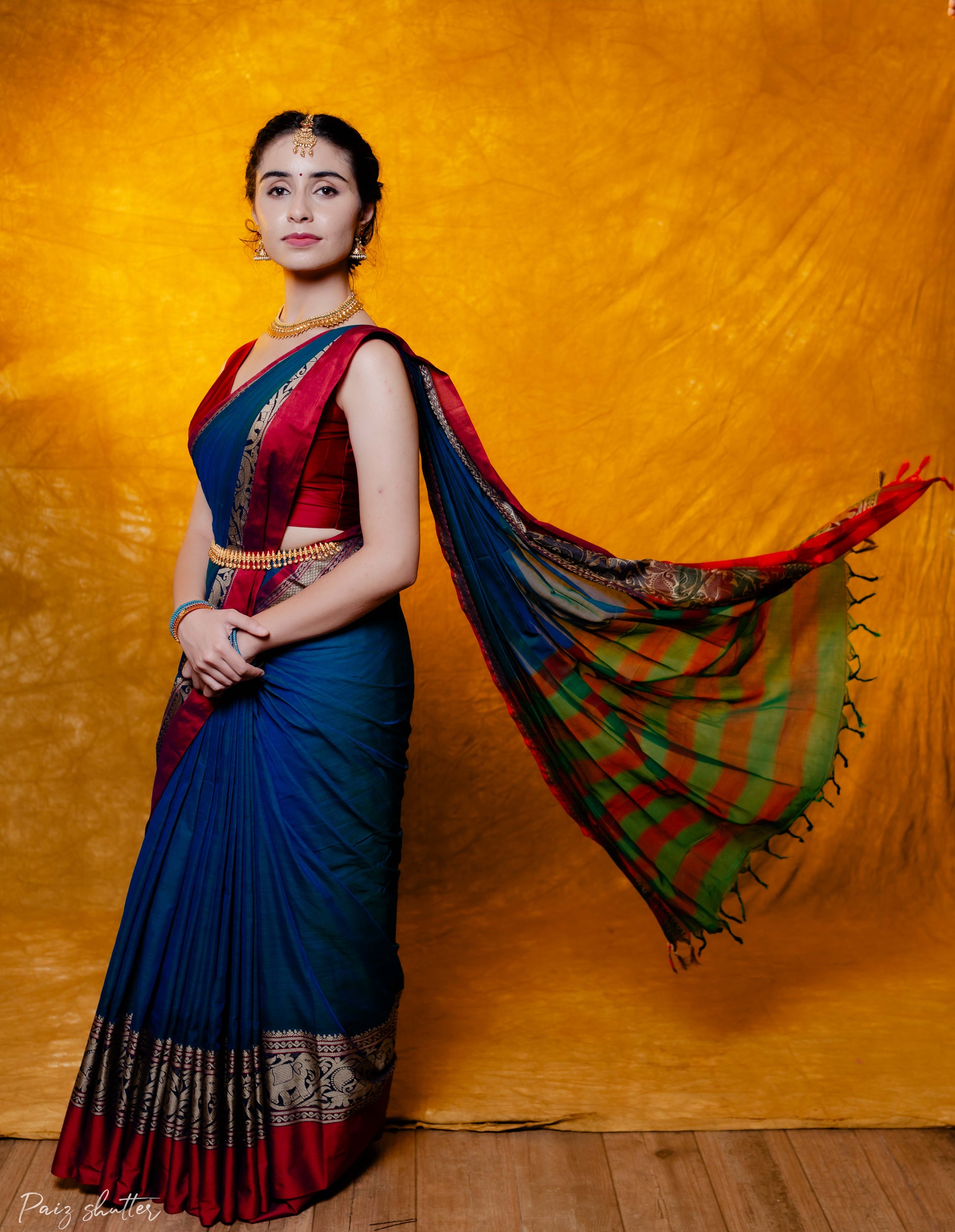 Tanvi Rama Green Narayanpet pure cotton saree with Running blouse piece (Same as saree)