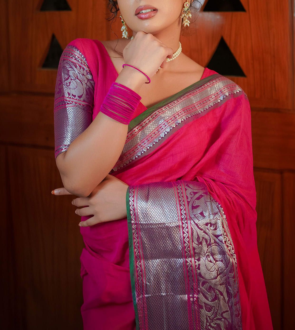 Tanvi rani Pink Narayanpet Soft Cotton saree