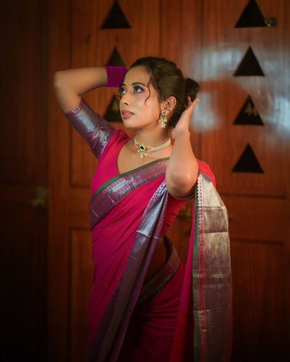 Tanvi rani Pink Narayanpet Soft Cotton saree