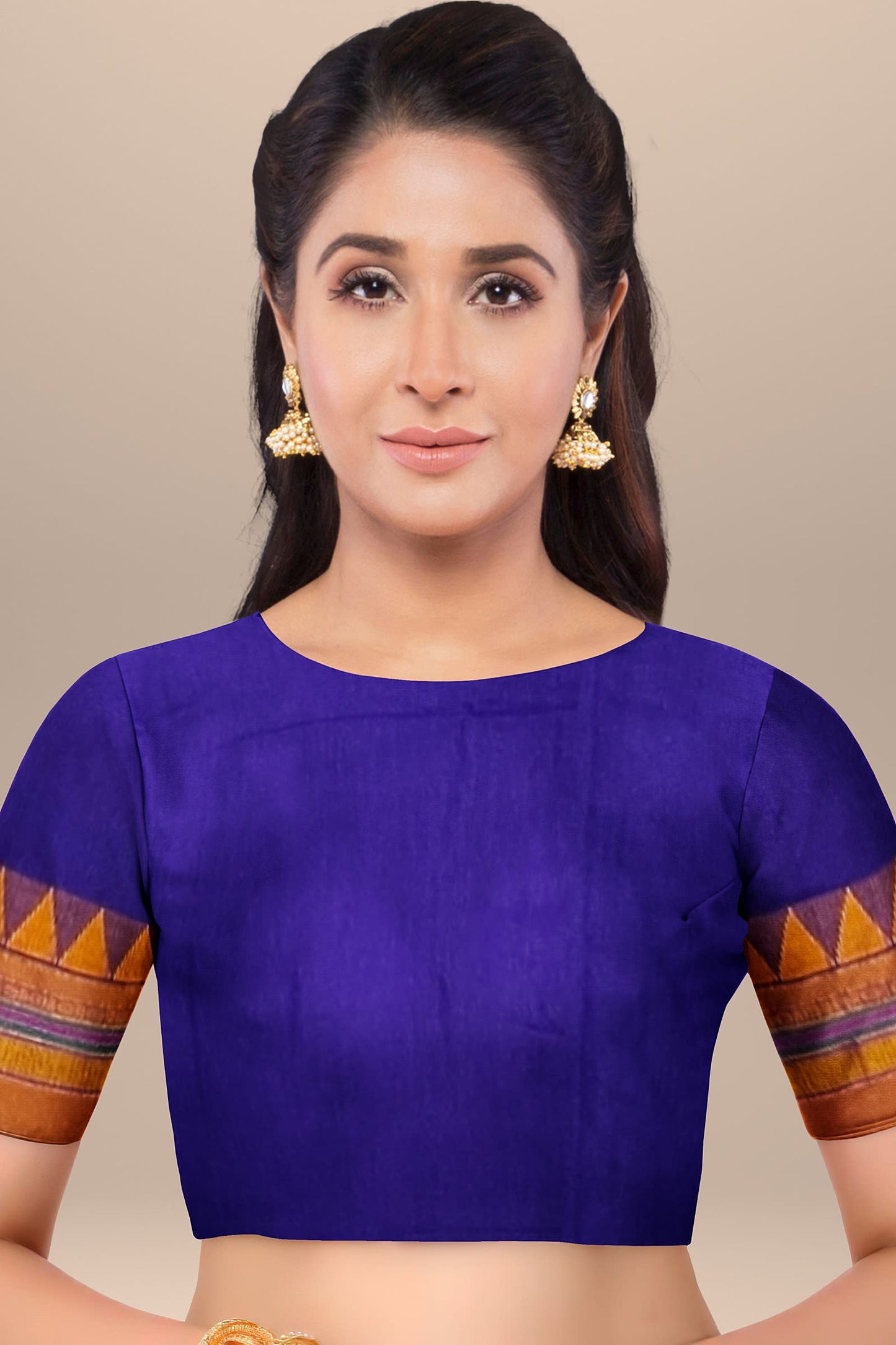 VOILET COTTON SILK M BORDER ILKAL SAREE WITH RUNNING BLOUSE PIECE FOR WOMENS