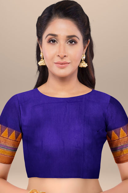 VOILET COTTON SILK M BORDER ILKAL SAREE WITH RUNNING BLOUSE PIECE FOR WOMENS