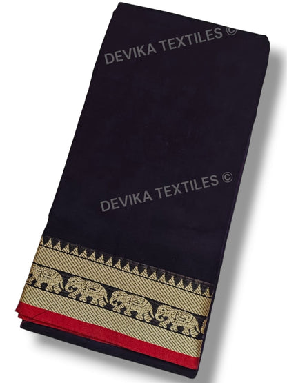 Voilet Narayanpeth Pure Handloom Cottton Saree With Running Blouse Piece(Same as saree)