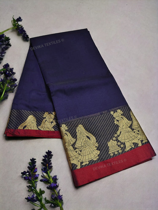 Voilet Sapthapadhi Narayanpeth Pure Handloom Cotton saree with Running blouse piece (Same As Saree)