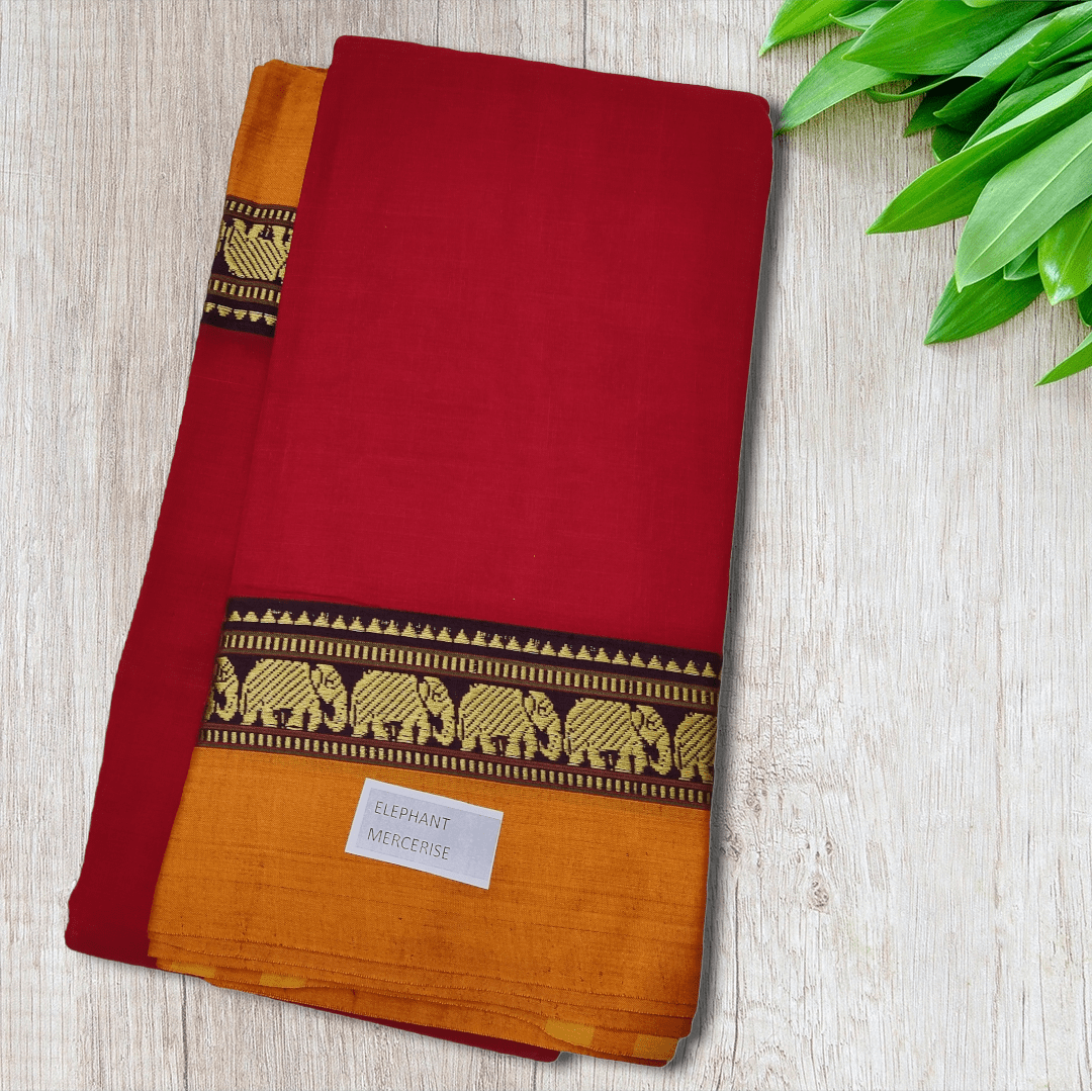 Pure Handloom Narayanpeth Cotton Saree With Running Blouse Piece (Red) For Women