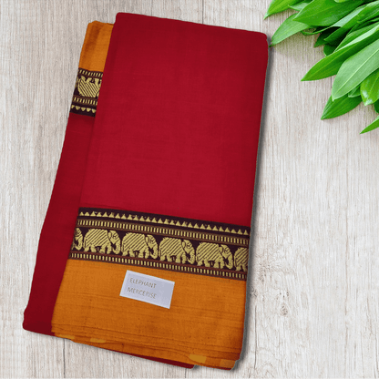 Pure Handloom Narayanpeth Cotton Saree With Running Blouse Piece (Red) For Women