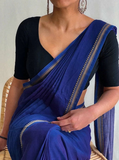 Royal Blue Ashwini Narayanpet pure cotton saree