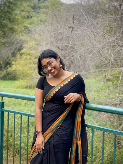 black Rangoli Narayanpet Pure Cotton Saree