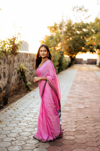 gouthami pinkish grey  Narayanpet Pure Handloom Cotton Sarees with Running blouse piece