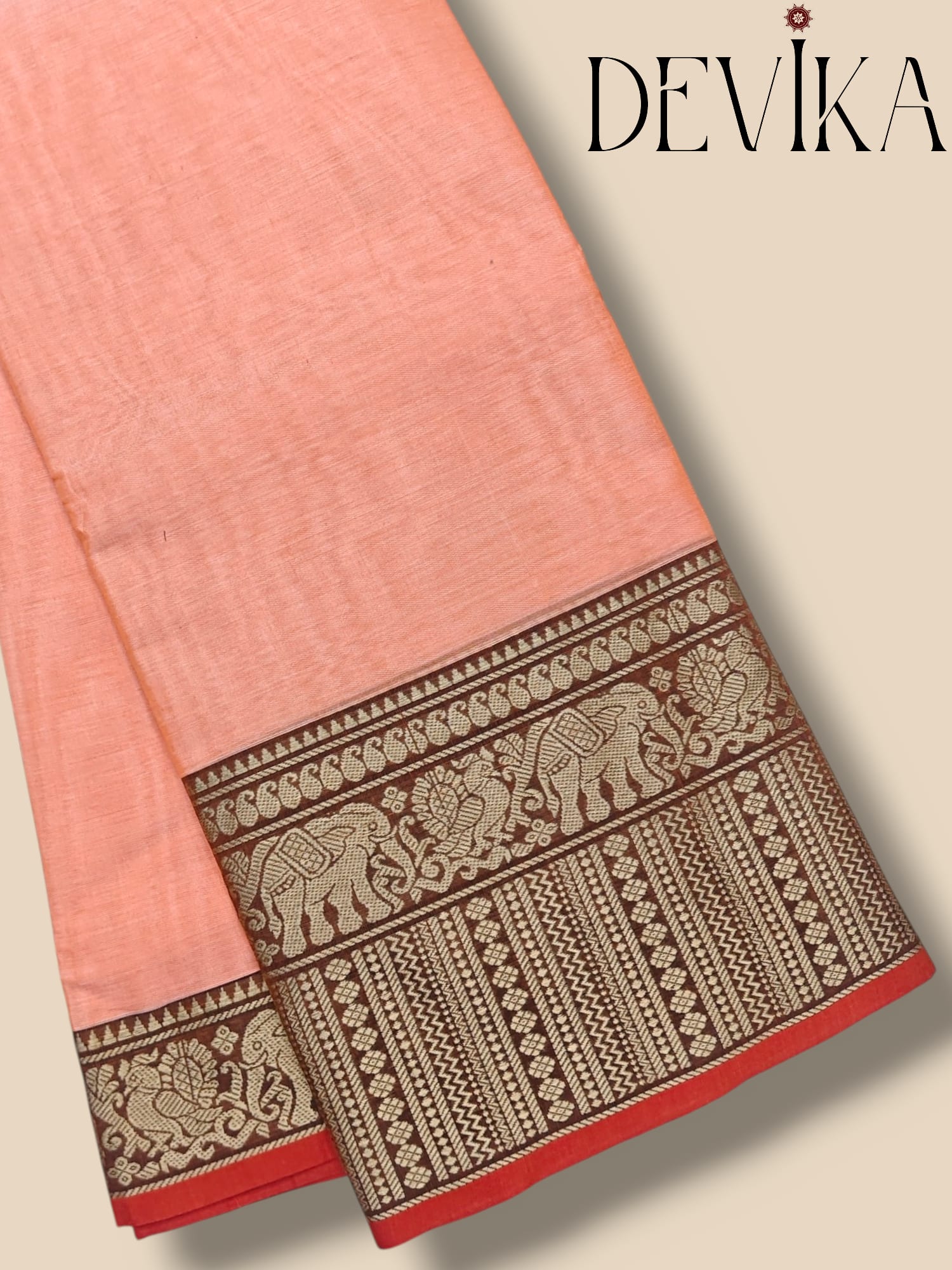 Gopika Peach Narayanpet Pure cotton saree