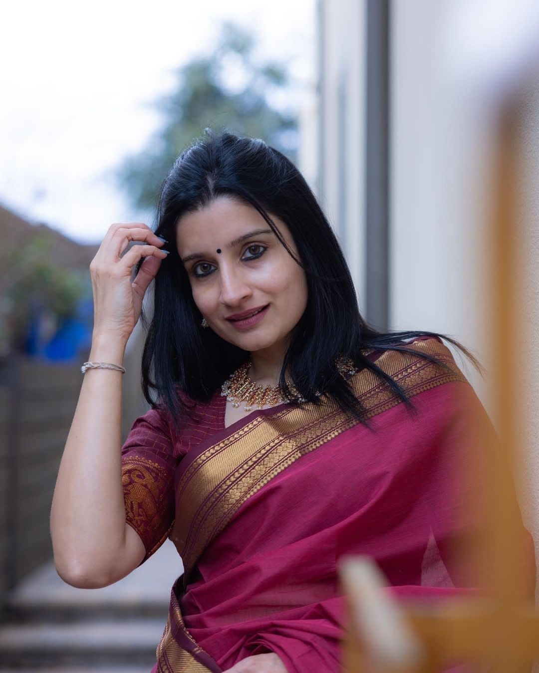 Dhanashir Rani pink Narayanpeth Pure cotton saree with Running blouse piece (Same as body)