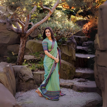 Shravvya Narayanpeth Pure Mercerised Cotton Saree With Running Blouse PIece (Same As Saree)