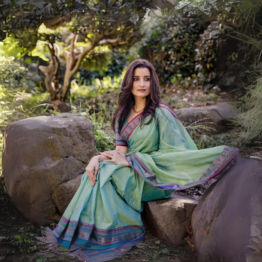 Shravvya Narayanpeth Pure Mercerised Cotton Saree With Running Blouse PIece (Same As Saree)